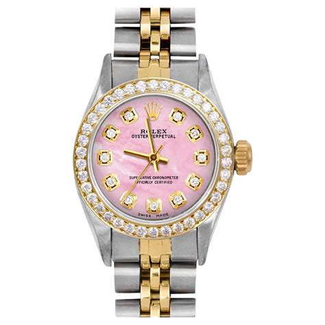 rolex girl pink|Rolex pink face diamond bezel.